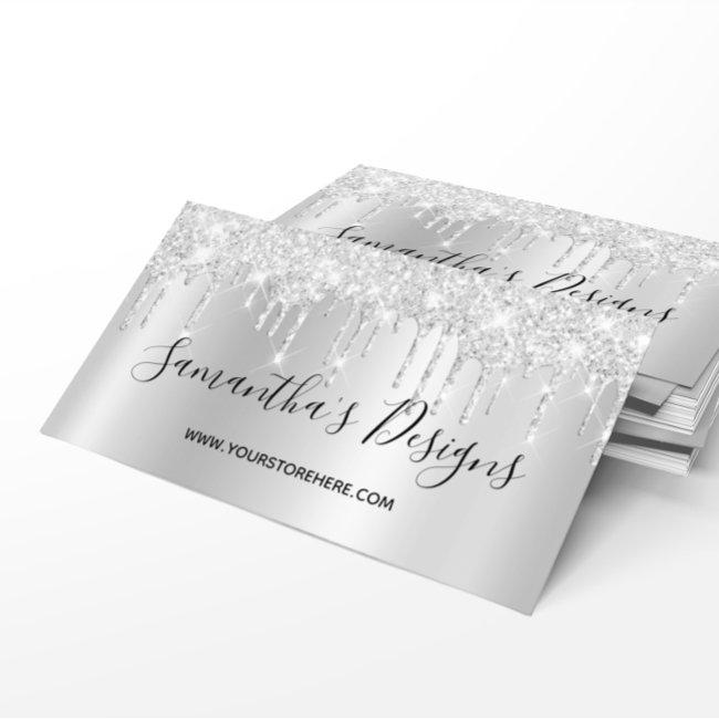 Pale Silver Glitter Drips Ombre Online Store