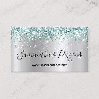 Pale Turquoise Glitter Light Silver Ombre
