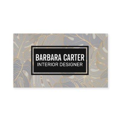 Palm Leaf Seamless Pattern | Gold Leaf Lines