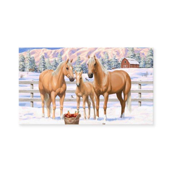 Palomino Quarter Horses In Winter Snow