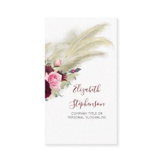 Pampas Grass and Burgundy Flowers Modern Boho