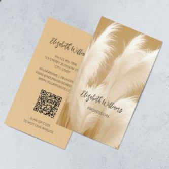 Pampas Grass Beige Sepia Photo | QR  Code