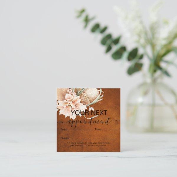 Pampas Grass Floral Burgundy Terracotta Business Appointment Card
