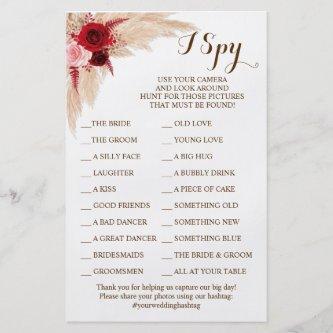 Pampas Grass Wedding Reception I Spy Game Card Flyer