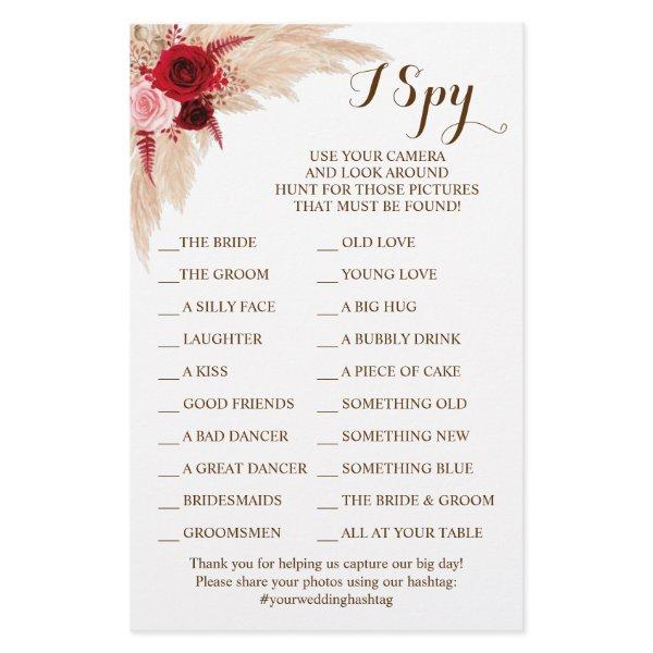 Pampas Grass Wedding Reception I Spy Game Card Flyer