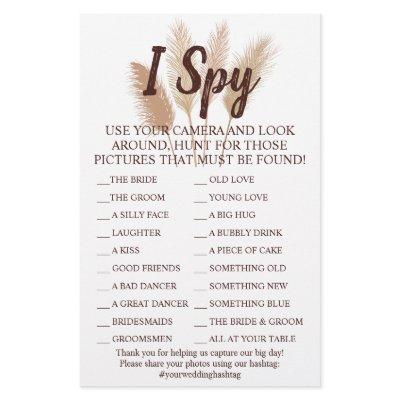 Pampas Grass Wedding Reception I Spy Game Card Flyer