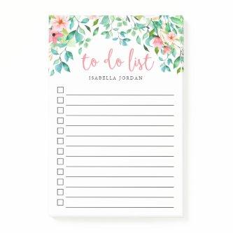Paradise Floral Monogrammed Lined To-Do List Post-it Notes