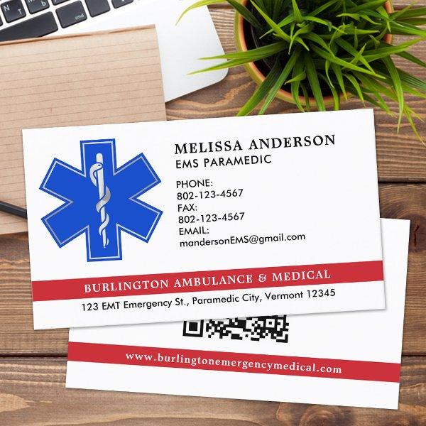Paramedic EMS Ambulance Star Of Life Logo QR Code