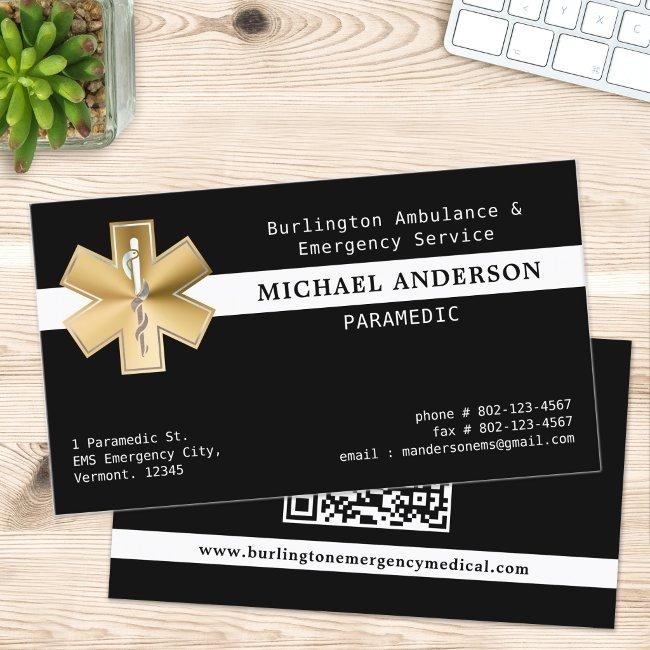 Paramedic EMS EMT Gold Ambulance Logo QR Code
