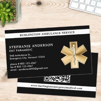 Paramedic EMT Custom Ambulance Gold Logo QR Code