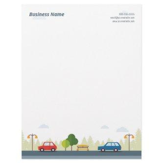 Parked Cars on a Street Letterhead