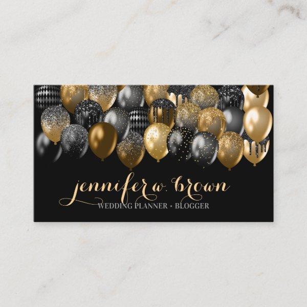 Party Event Organisation Gold Black Balloon