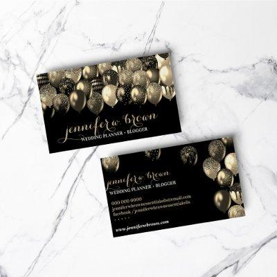 Party Event Planner Elegant Gold Black Balloons