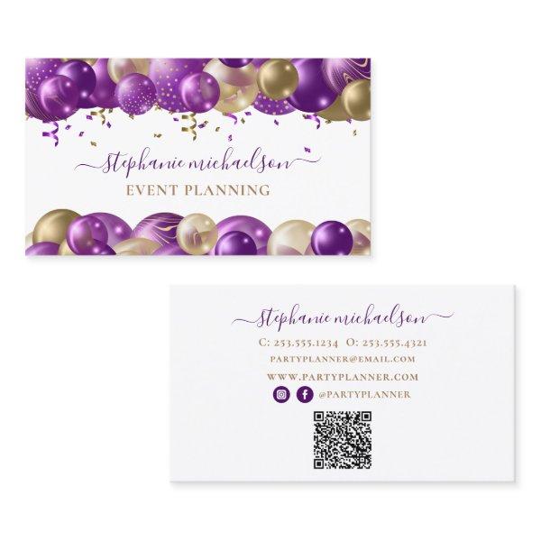 Party Planner Purple Gold Balloon QR Code