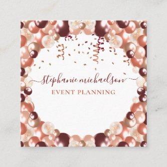 Party Planner Rose Gold Glitter Balloon Business C Square