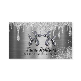 Party Planner Silver Glitter Balloon