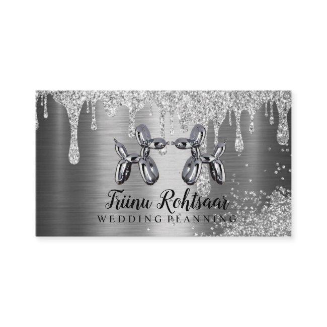 Party Planner Silver Glitter Balloon