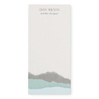 Pastel Aqua Grey  Kraft Mountain Wave Torn Edge Magnetic Notepad