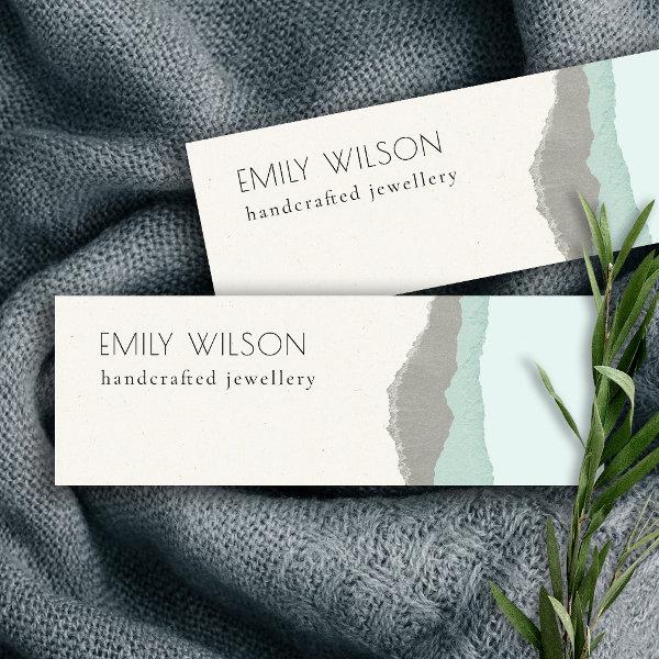 Pastel Aqua Grey  Kraft Mountain Wave Torn Edge Mini