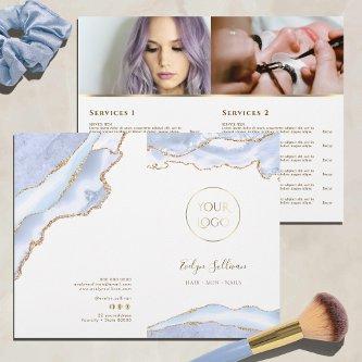 pastel blue agate service menu brochure