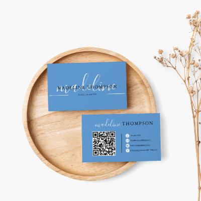 Pastel Blue Calligraphy Script QR code