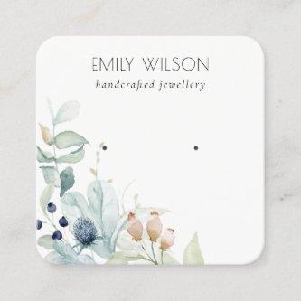 Pastel Blue Green Foliage Bunch Earring Display Square