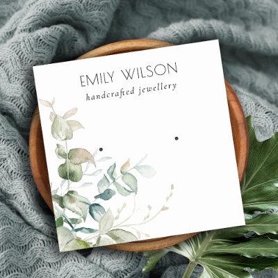 Pastel Blue Green Foliage Bunch Earring Display Square