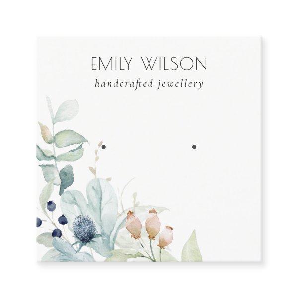 Pastel Blue Green Foliage Bunch Earring Display Square
