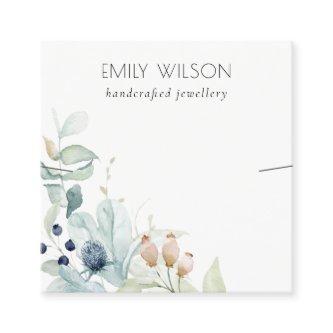 Pastel Blue Green Foliage Bunch Earring Display Square