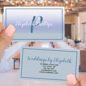 Pastel Blue Ombre Initial Letter Monogram Stylish