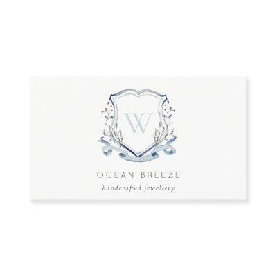 Pastel Blue Wildflower Watercolor Crest Monogram