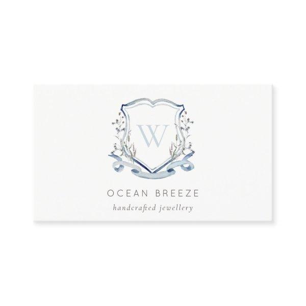 Pastel Blue Wildflower Watercolor Crest Monogram