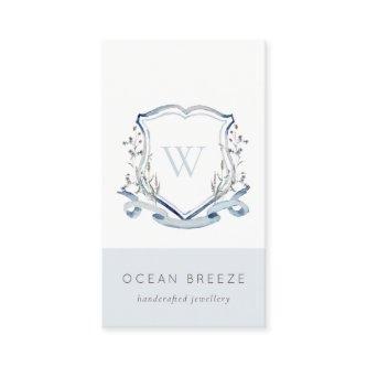 Pastel Blue Wildflower Watercolor Crest Monogram