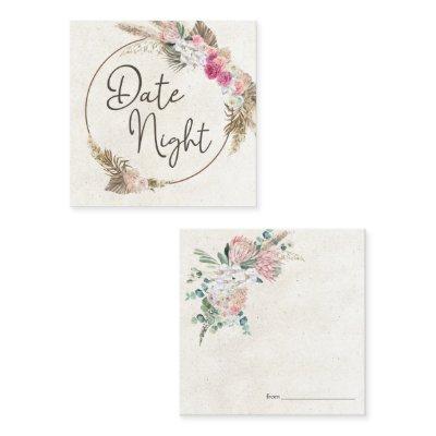 Pastel Boho Neutral Floral Date Night Card