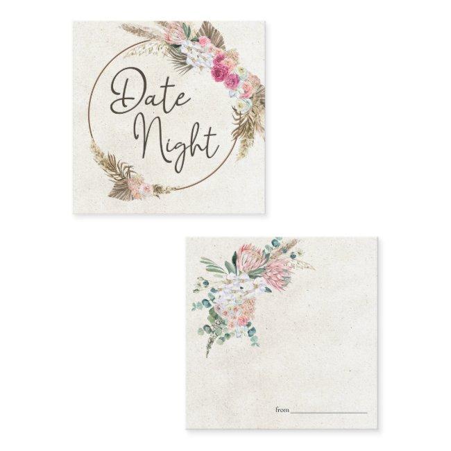 Pastel Boho Neutral Floral Date Night Card