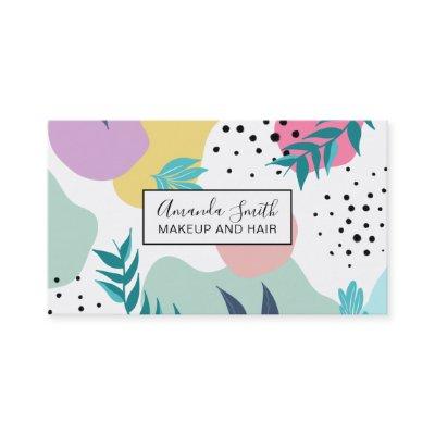 Pastel geometric shapes tropical leaf pattern
