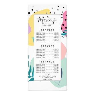 Pastel geometric shapes tropical leaf pattern rack card