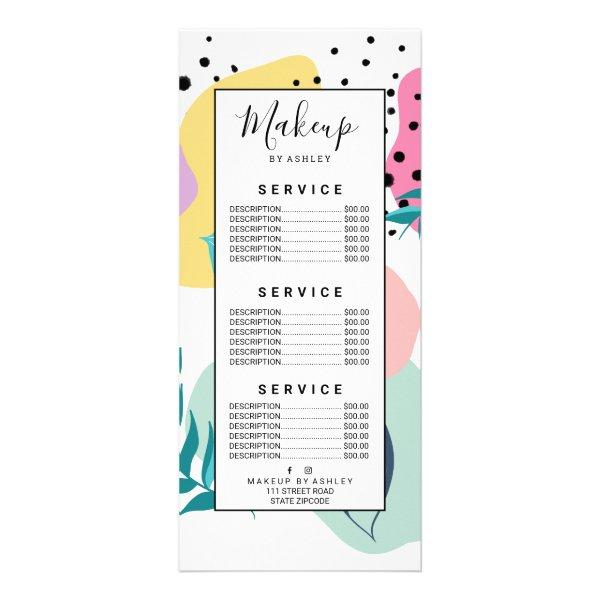 Pastel geometric shapes tropical leaf pattern rack card