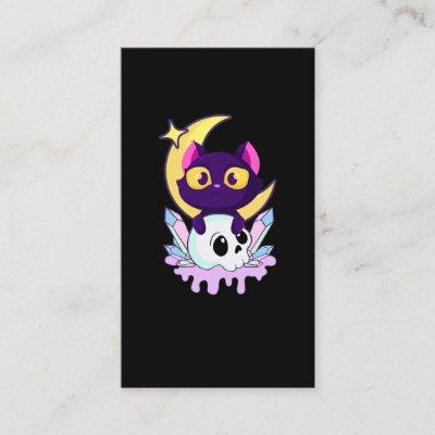 Pastel Goth Moon Wiccan Animal Cat Skull