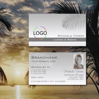 Pastel Gray Gradient Palm Leaf Logo and Photo