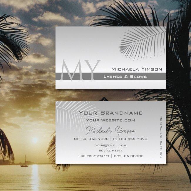 Pastel Gray Gradient Palm Leaf Monogram Simply