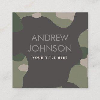 Pastel Green Camouflage Military Style Pattern Square