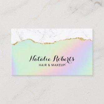 Pastel Holographic Gold Marble Beauty Salon
