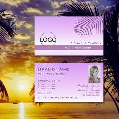 Pastel Lilac Gradient Palm Leaf Logo and Photo