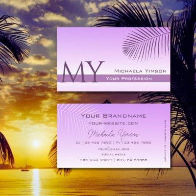 Pastel Lilac Gradient Palm Leaf Monogram Simply