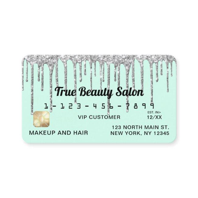 Pastel Mint Green Silver Glitter Drips Credit