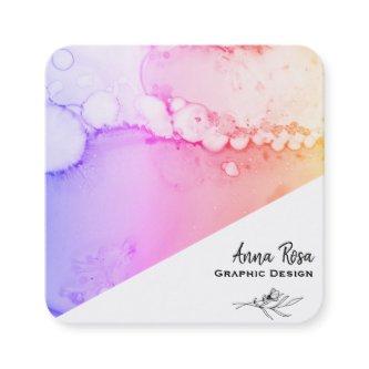*~* Pastel Ombre Floral Marble Abstract Organic Square