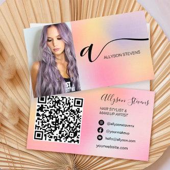Pastel ombre hair makeup photo initial qr code