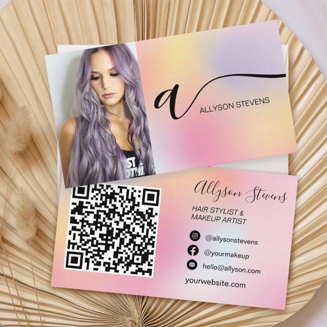 Pastel ombre hair makeup photo initial qr code