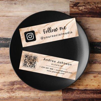 Pastel Peach Cream Marble Instagram Follow QR Code Mini